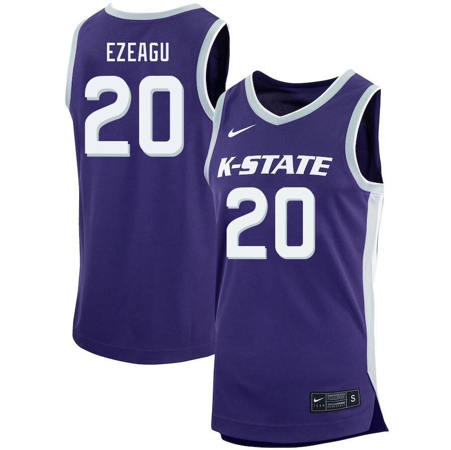 Men #20 Kaosi Ezeagu Kansas State Wildcats College Basketball Jerseys Sale-Purple